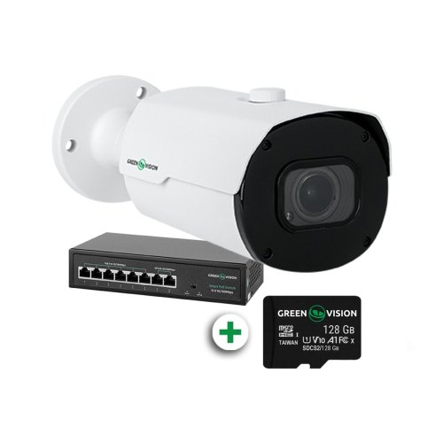 Комплект відеоспостереження з функцією розпізнавання автомобільних номерів на 1 IP камеру GreenVision GV-802