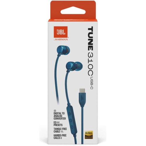 Навушники дротові JBL Tune 310C USB-C Blue (JBLT310CBLU)