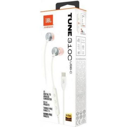 Навушники дротові JBL Tune 310C USB-C White (JBLT310CWHT)