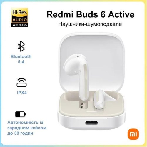 Бездротові навушники bluetooth Xiaomi Redmi Buds 6 Active White