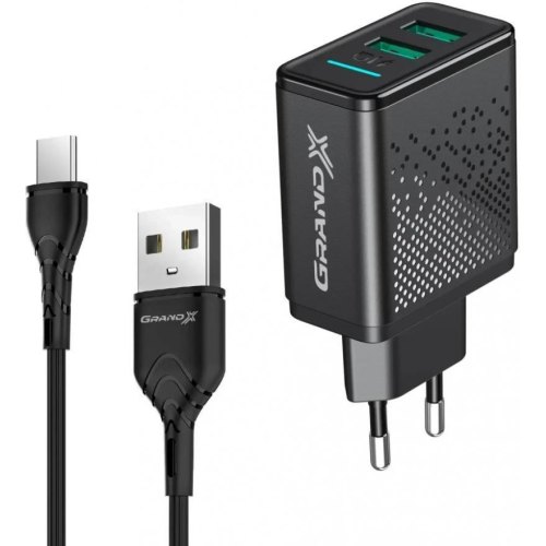 МЗП Grand-X CH-60T 2USB 5V 3,1A с кабелем Type-C