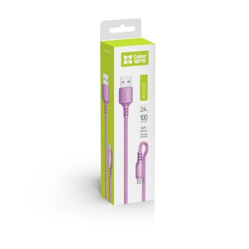Кабель Colorway USB - MicroUSB (soft silicone) 2.4а 1м Purple