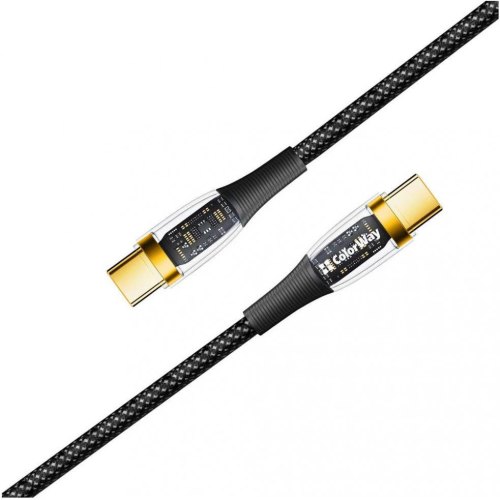 Кабель Colorway Type-C - Type-C (transparent head) (PD Fast Charging  100W)  5А 1.2м Black