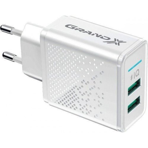 МЗП Grand-X CH-60WT 2USB 5V 3,1A з кабелем Type-C