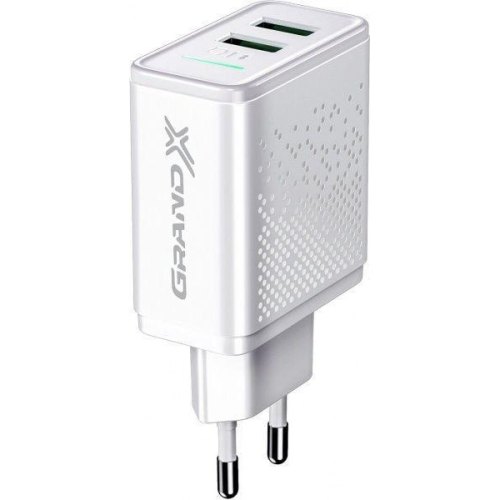 МЗП Grand-X CH-60WT 2USB 5V 3,1A з кабелем Type-C