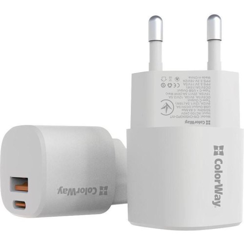 МЗП Colorway GaN PD Port USB PPS (Type-C PD + USB QC3.0) (33W) White