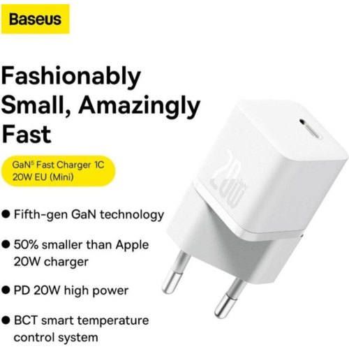 МЗП Baseus GaN5 Fast Charger 1C 20W White