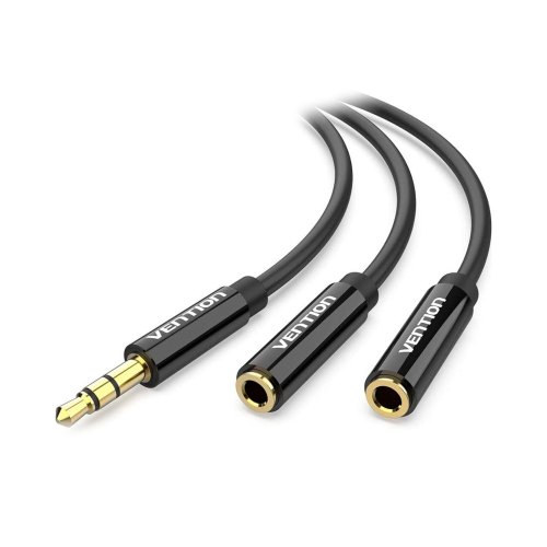 Перехідник аудіо Jack 3.5mm M -> 2X 3.5mm F, Stereo Splitter чорний Vention