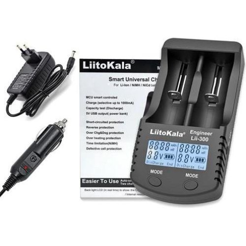 Зарядний пристрій LiitoKala Lii-300, 2x(Lion/NiMH/NiCd), Power Bank, discharge function, display