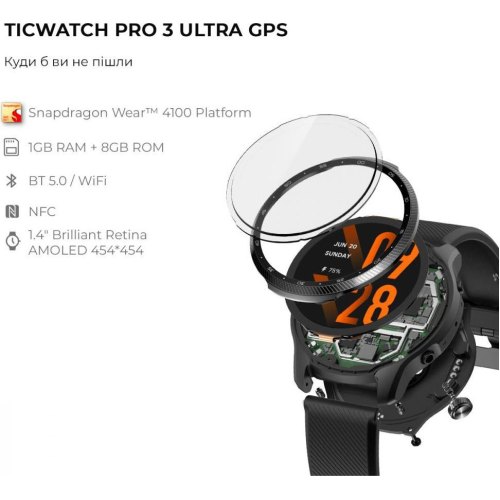 Смарт-годинник Mobvoi TicWatch Pro 3 Ultra GPS (WH12018) Shadow Black