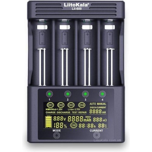 Зарядний пристрій LiitoKala Lii-600, 4x(Lion/NiMH/NiCd), discharge function, display