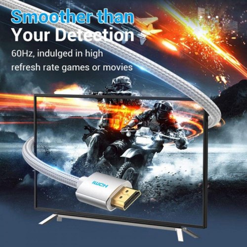 Кабель Vention HDMI-HDMI, 3.0 м, V2.0, 4K 60Гц, обплетення, Silver Metal Type