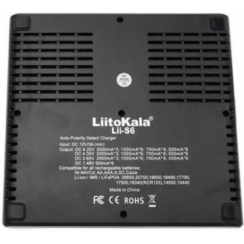 Зарядний пристрій LiitoKala Lii-S6, 6x(Lion/LiFePO4/NiMH/NiCd), Auto Polarity, Display