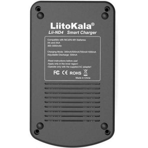Зарядний пристрій LiitoKala Lii-ND4, 4x(NiMH/NiCd) + 1*9V(крона), discharge function, display