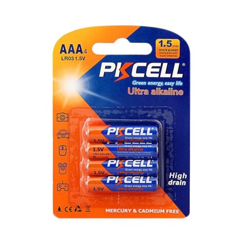 Батарейка AAA/HR3, 1.5V, Лужна, PKCELL, 4pc/card