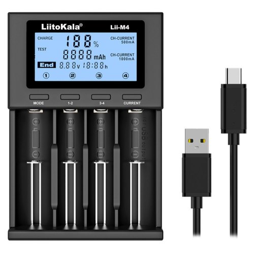Зарядний пристрій LiitoKala Lii-M4, 4x(Lion/NiMH/NiCd), Power Bank, discharge function, display