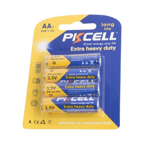 Батарейка AA/HR6, 1.5V, Extra heavy duty, PKCELL, 4pc/card