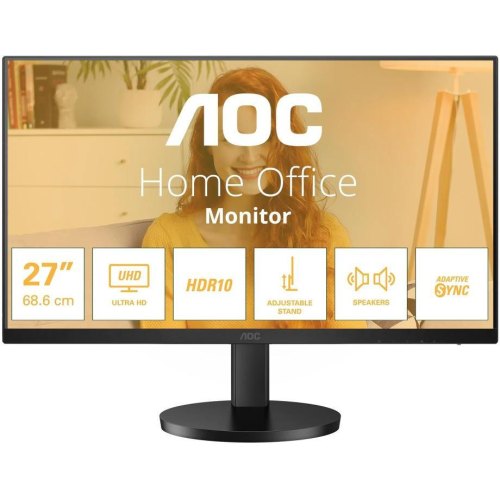 Монітор 27 AOC U27B3AF, IPS, 4K UHD, HDMIx2, DP, HAS, колонки, чорний