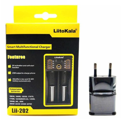 Зарядний пристрій LiitoKala Lii-202, 2x(Lion/NiMH/NiCd), Power Bank function