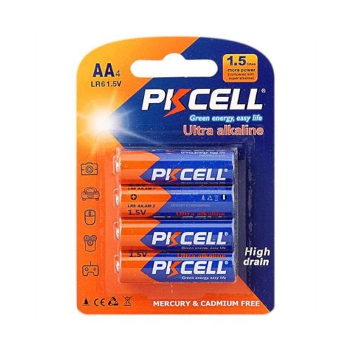 Батарейка AA/HR6, 1.5V, Лужна, PKCELL, 4pcs/card