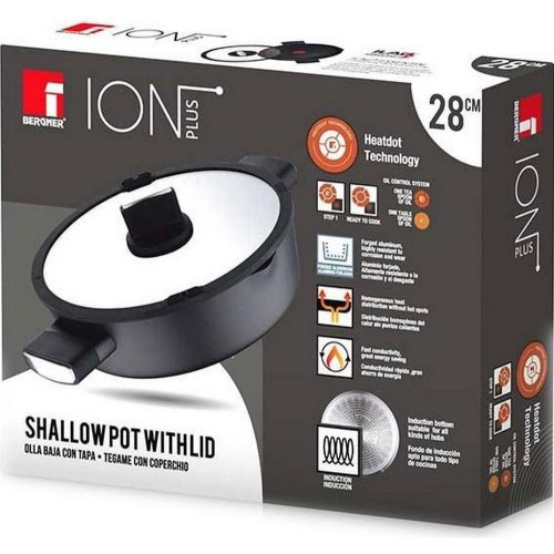 Сотейник Bergner Ion plus, 28см, з кришкою (BG-35913-BK)