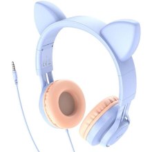 Навушники дротові, Hoco W36 Cat ear headphones with mic, Dream Blue