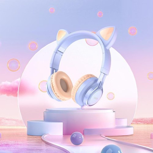 Навушники дротові, Hoco W36 Cat ear headphones with mic, Dream Blue