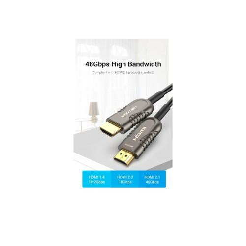 Кабель Vention HDMI, 60.0 м, V2.1, Optical 8K 60Гц 48Gbps Dolby 7.1 TPE Black Metal Type