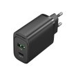 Мережевий зарядний пристрій Vention 2xUSB 38W (USB-C+USB-A) PD+QC3.0 чорний
