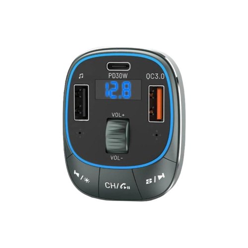 Автомобільний FM-трансміттер Vention PD 54W 3-Port USB (C+A+A) LED/USB Flash/Bluetooth, вольтметр