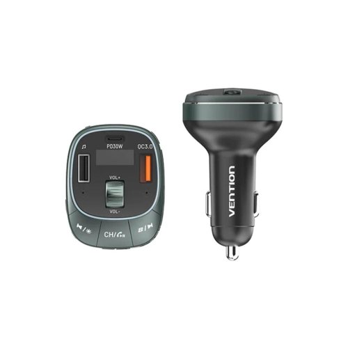 Автомобільний FM-трансміттер Vention PD 54W 3-Port USB (C+A+A) LED/USB Flash/Bluetooth, вольтметр