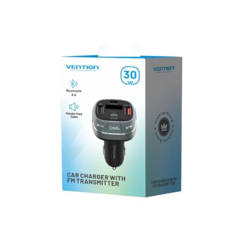Автомобільний FM-трансміттер Vention PD 54W 3-Port USB (C+A+A) LED/USB Flash/Bluetooth, вольтметр