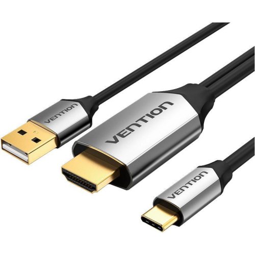 Кабель Vention USB 3.1 Type-C  - HDMI, 1.5m v.2.0 4K 60Hz USB Power Supply чорний