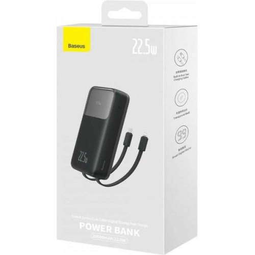Зовнішній акумулятор PowerBank Baseus Comet Series 20000mAh 22.5W PD with Display USB-A / USB-C cable black