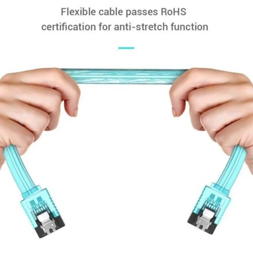 Кабель SATA 3.0 7pin, F/F, 0.5 м, L-конектор, Blue Vention