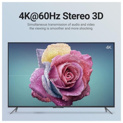 Кабель Vention USB 3.1 Type-C  - HDMI, 1.5m 90° 4K 60 Гц PVC Black