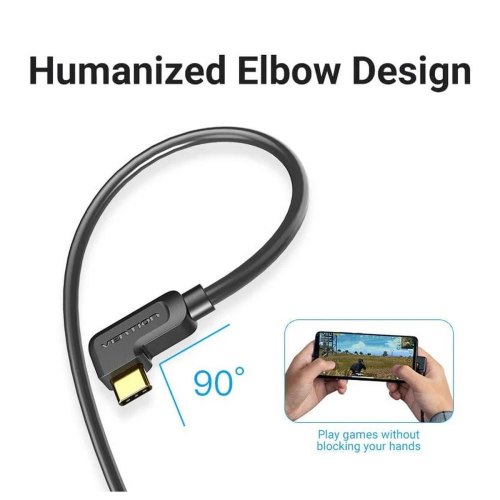 Кабель Vention USB 3.1 Type-C  - HDMI, 1.5m 90° 4K 60 Гц PVC Black