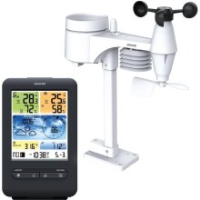 Метеостанція Sencor, внутр/зовн вимірювання, від мережі/CR2032x1+AAx3, темп-ра, вологість, час, прогноз погоди, атмосферний тиск, шв. вітру, чорний
