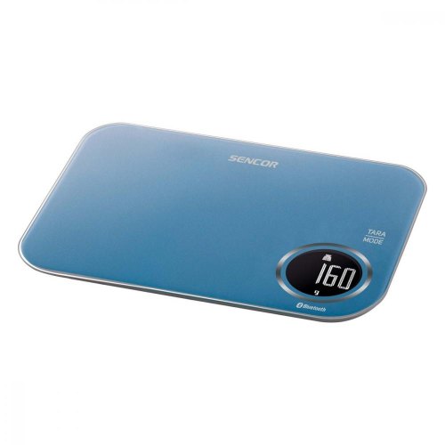 Ваги Sencor кухонні, 5кг, підключення до смартфону, AAAx2, пластик, синій