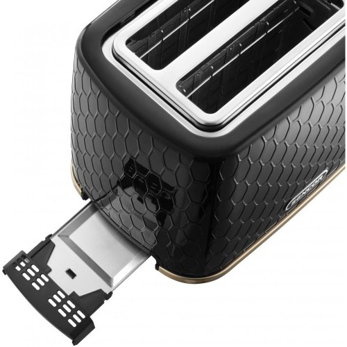 Тостер Sencor 930Вт, підігрів, розморожування, пластик, чорно-золотий