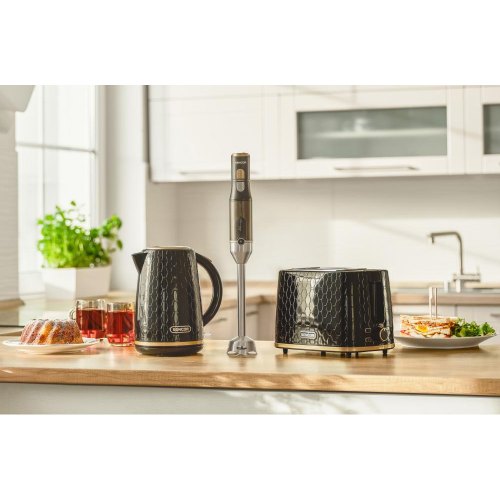 Тостер Sencor 930Вт, підігрів, розморожування, пластик, чорно-золотий