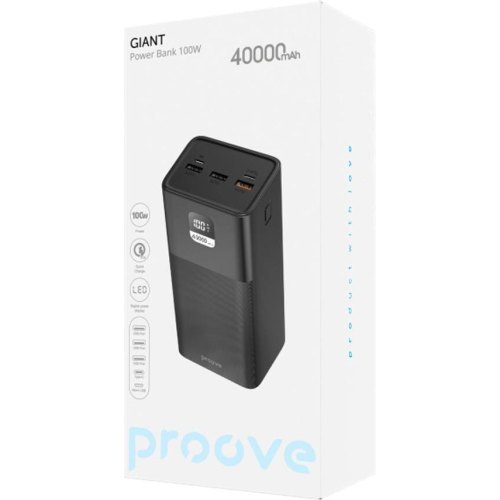 Зовнішній акумулятор Power Bank Proove Giant 100W 40000mAh Black