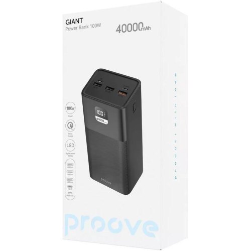 Зовнішній акумулятор Power Bank Proove Giant 100W 40000mAh Black