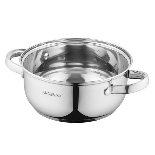 Каструля ARDESTO Gemini Gourmet, скляна кришка, 1.8 л, нержавіюча сталь