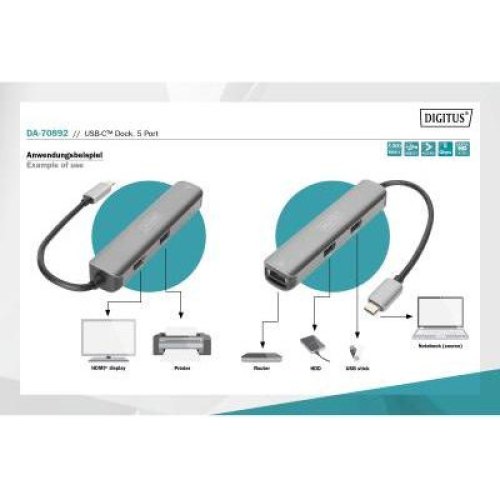 Док-станція DIGITUS USB-C, 5 Port