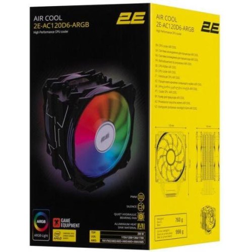 Кулер для процесора 2E AIR COOL (AC120D6) ARGB