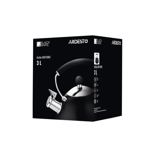 Чайник ARDESTO Black Mars, 3 л, чорний, нержавіюча сталь
