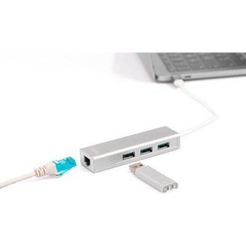 Концентратор DIGITUS DIGITUS USB-C - USB 3.0 3 Port Hub + Gigabit Ethernet