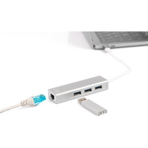Концентратор DIGITUS DIGITUS USB-C - USB 3.0 3 Port Hub + Gigabit Ethernet