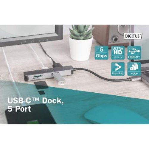Док-станція DIGITUS Travel USB-C, 5 Port